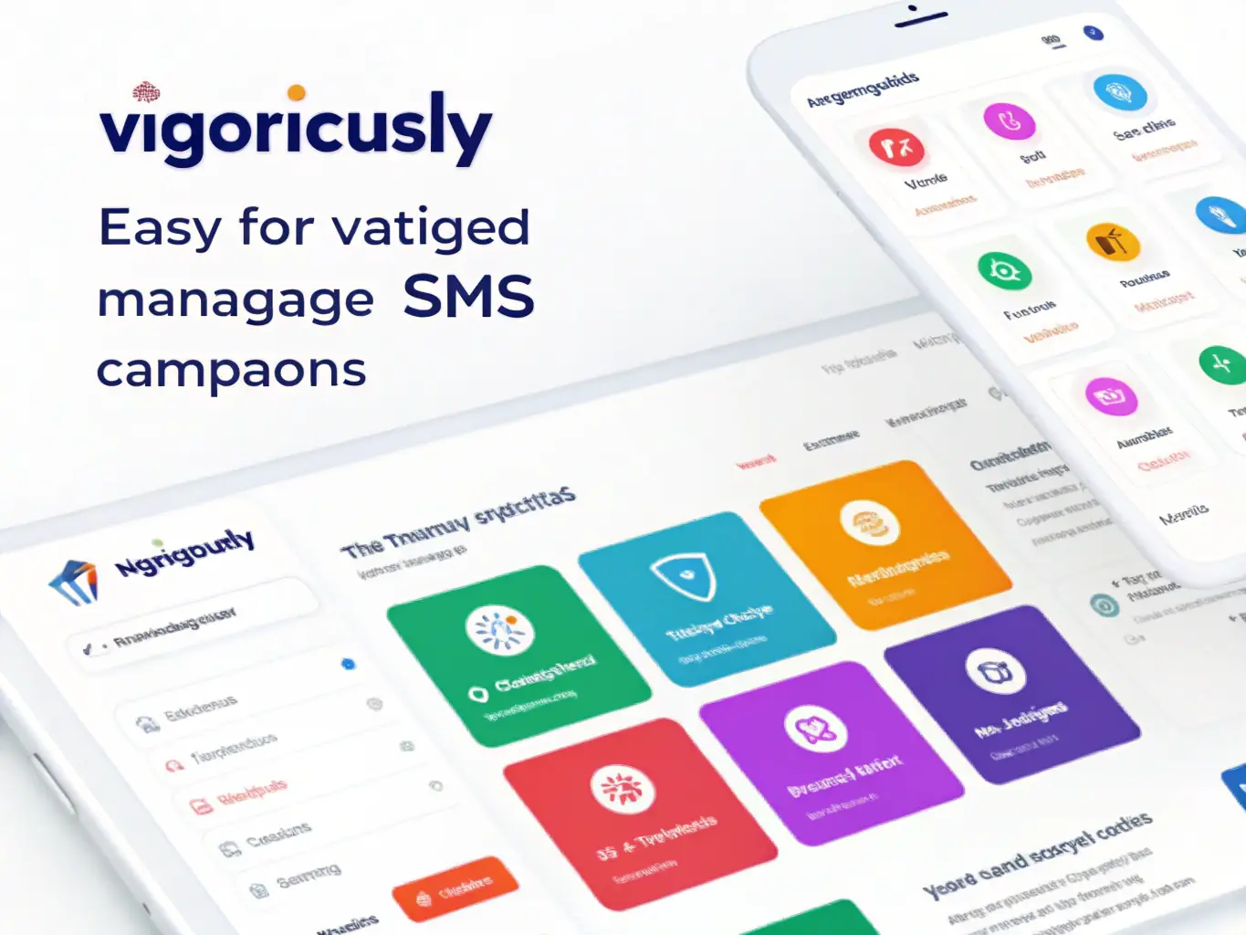 A clean, modern interface of the VIGOROUSLY platform, showcasing its intuitive design and easy-to-navigate features for managing SMS campaigns.
